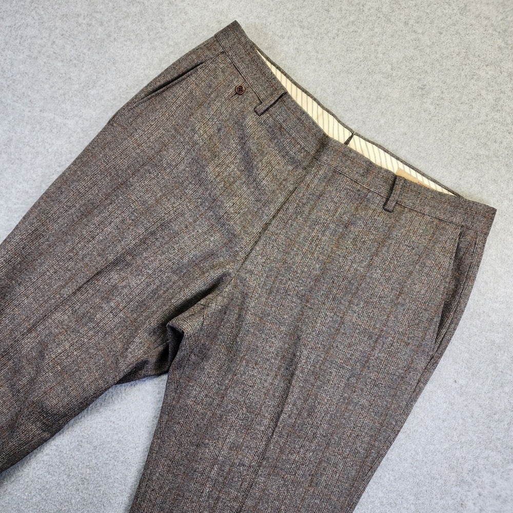 Banana Republic Wool Plaid Pants Mens 34x32 Heritage‎ Collection Gray